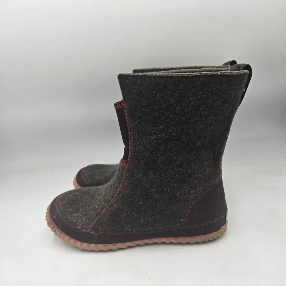 Rare Sorel Cozy Felt Boots Womens Sz 10 Gray Cabin Outdoor Granola Mom